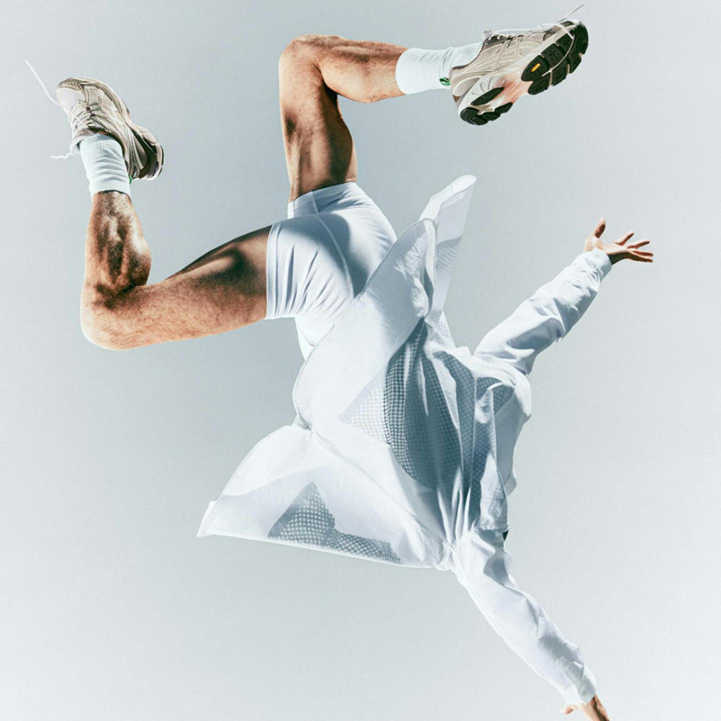 Man falling in Asics Woodwood GT2160 shoes